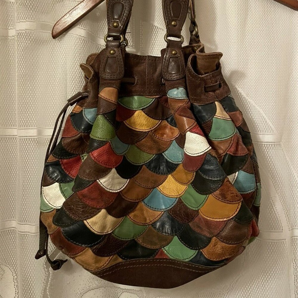 Lucky Brand Hobo Patchwork Mermaid Multi-Colored Leather Handbag